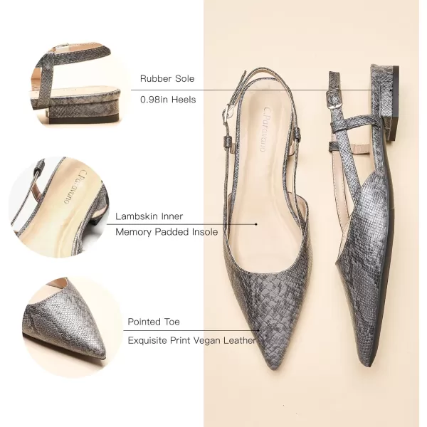 C.Paravano Women's Flats | Pointed Toe Flats Sandals | Slingback Flats for Women | Ankle Strap Slingback Shoes | Comfort Leather Slip on Shoes | Casual Dress Shoes