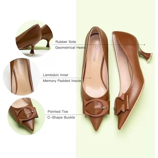 C.Paravano Women's Pumps | Low Heel for Women | Womens Designer Pumps | Kitten Heels for Women | Womens Short Heels | Leather Pumps for Women