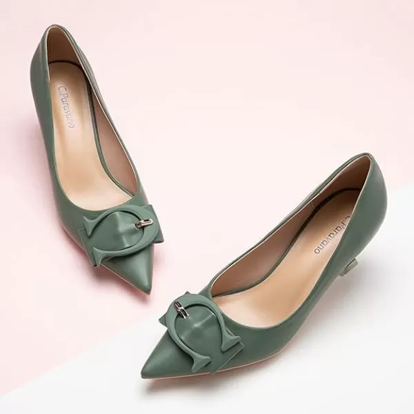 C.Paravano Women's Pumps | Low Heel for Women | Womens Designer Pumps | Kitten Heels for Women | Womens Short Heels | Leather Pumps for Women
