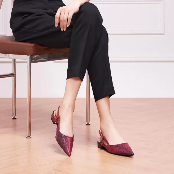 C.Paravano Women's Slingback Flats | Pointed Toe Slingback Flats for Women | Kitten Heel Slingback Sandals | Adjustable Ankle Strap Shoes