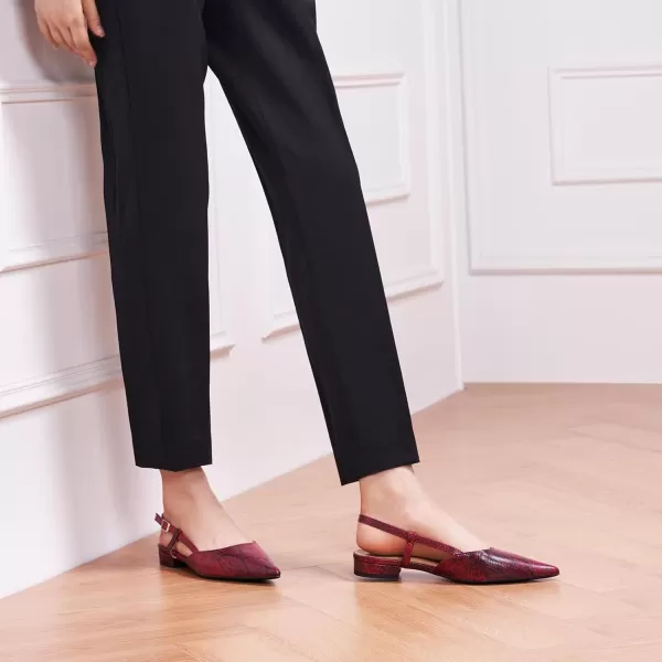 C.Paravano Women's Slingback Flats | Pointed Toe Slingback Flats for Women | Kitten Heel Slingback Sandals | Adjustable Ankle Strap Shoes
