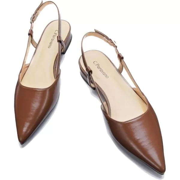 C.Paravano Women's Flats | Pointed Toe Flats Sandals | Slingback Flats for Women | Ankle Strap Slingback Shoes | Comfort Leather Slip on Shoes | Casual Dress Shoes
