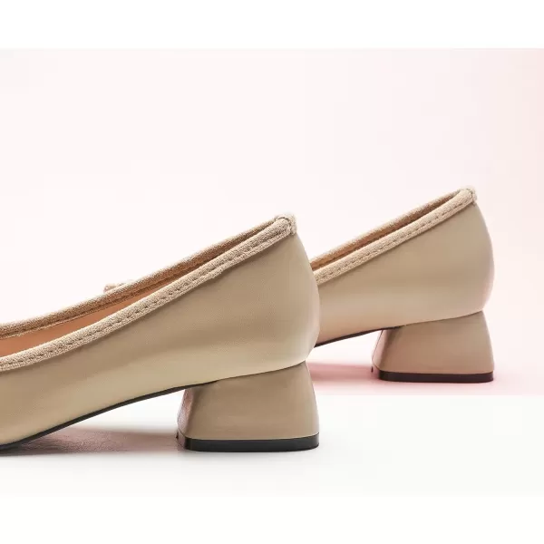 C.Paravano Women's Pump | Square Toe Low Block Heels | Closed Toe Chunky Heels | Leather Low Heel Pumps | Dress Wedding Shoes