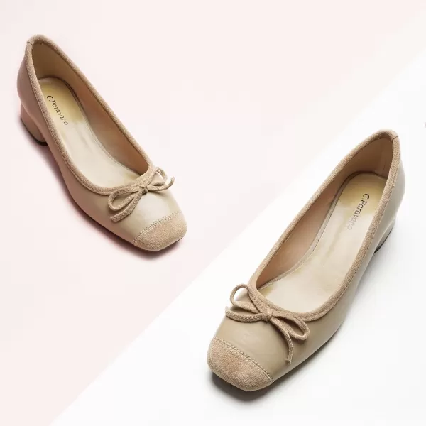 C.Paravano Women's Pump | Square Toe Low Block Heels | Closed Toe Chunky Heels | Leather Low Heel Pumps | Dress Wedding Shoes
