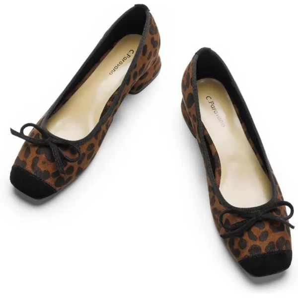 C.Paravano Women's Pump | Square Toe Low Block Heels | Closed Toe Chunky Heels | Leather Low Heel Pumps | Dress Wedding Shoes