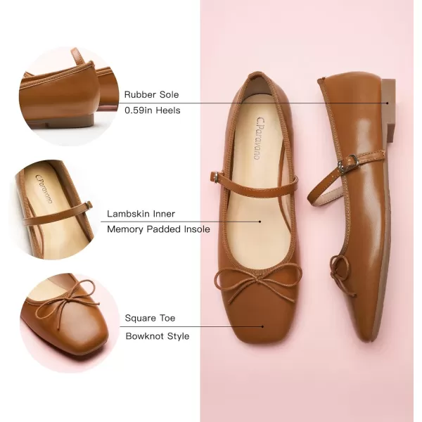 C.Paravano Mary Jane Shoes Women | Bowknot Flats for Women | Ballet Flats for Women | Square Toe Flats with Strap | Womens Flats Dressy