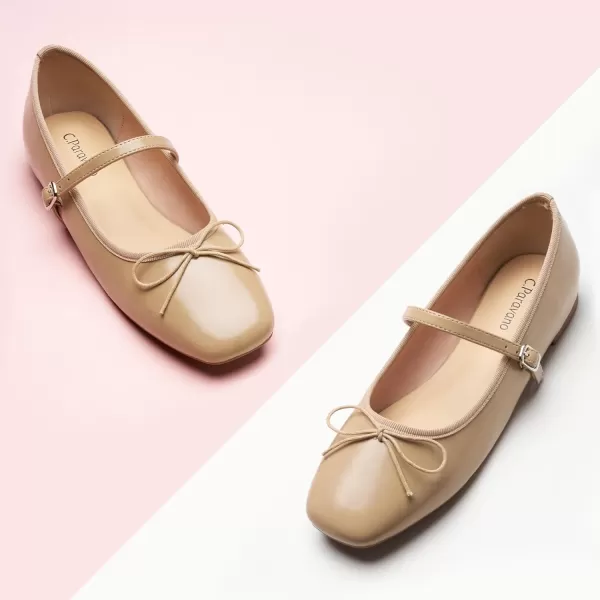 C.Paravano Mary Jane Shoes Women | Bowknot Flats for Women | Ballet Flats for Women | Square Toe Flats with Strap | Womens Flats Dressy