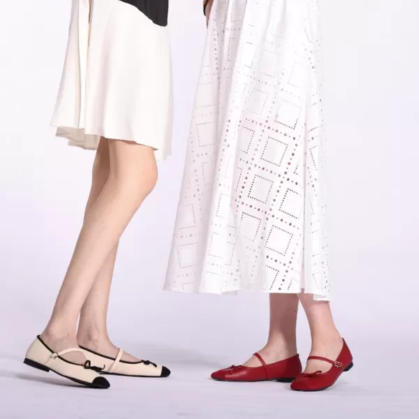 C.Paravano Mary Jane Shoes Women | Bowknot Flats for Women | Ballet Flats for Women | Square Toe Flats with Strap | Womens Flats Dressy