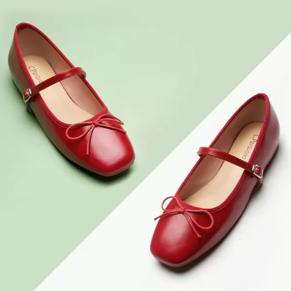 C.Paravano Mary Jane Shoes Women | Bowknot Flats for Women | Ballet Flats for Women | Square Toe Flats with Strap | Womens Flats Dressy