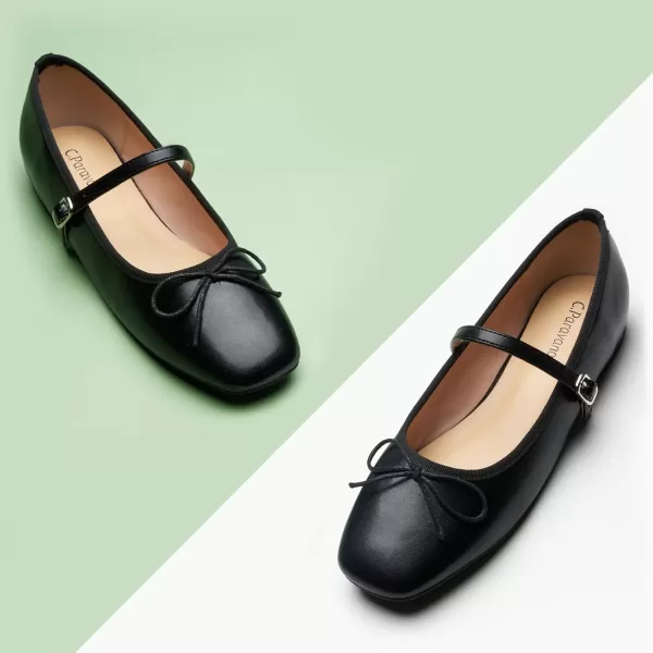 C.Paravano Mary Jane Shoes Women | Bowknot Flats for Women | Ballet Flats for Women | Square Toe Flats with Strap | Womens Flats Dressy
