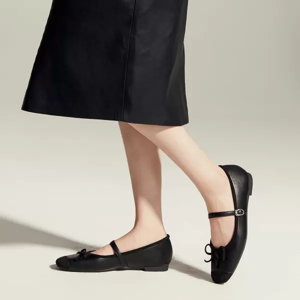 C.Paravano Mary Jane Shoes Women | Bowknot Flats for Women | Ballet Flats for Women | Square Toe Flats with Strap | Womens Flats Dressy