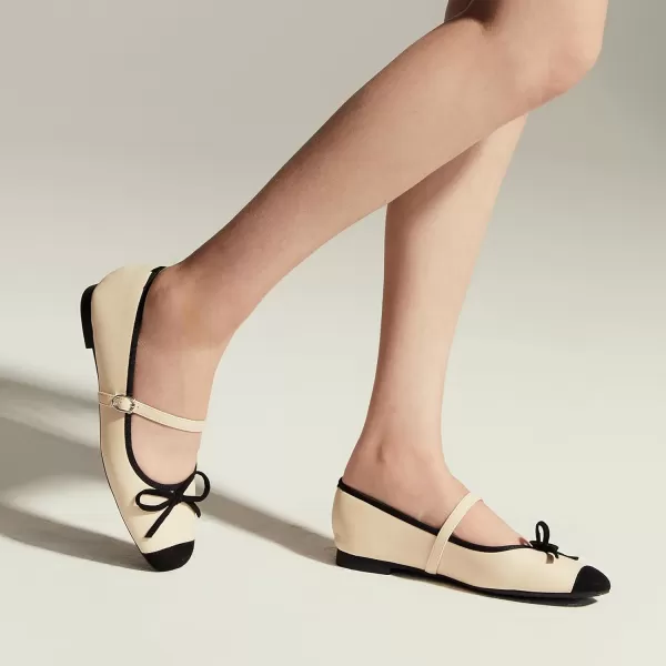C.Paravano Mary Jane Shoes Women | Bowknot Flats for Women | Ballet Flats for Women | Square Toe Flats with Strap | Womens Flats Dressy