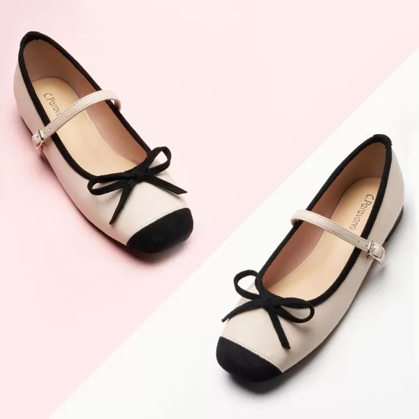 C.Paravano Mary Jane Shoes Women | Bowknot Flats for Women | Ballet Flats for Women | Square Toe Flats with Strap | Womens Flats Dressy