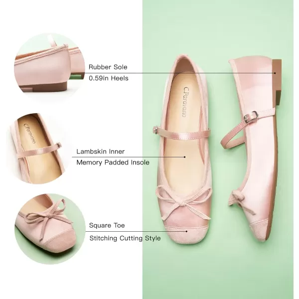 C.Paravano Mary Jane Shoes Women | Bowknot Flats for Women | Ballet Flats for Women | Square Toe Flats with Strap | Womens Flats Dressy