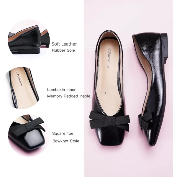 C.Paravano Women's Flats | Ballet Flats Shoes for Women | Square Toe Flats| Bowknot Comfortable Casual Dressy Women Shoes