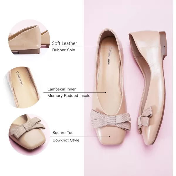C.Paravano Women's Flats | Ballet Flats Shoes for Women | Square Toe Flats| Bowknot Comfortable Casual Dressy Women Shoes