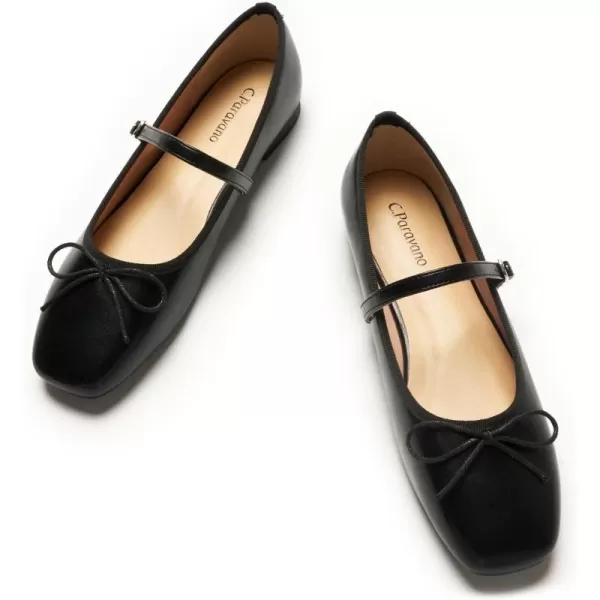 C.Paravano Mary Jane Shoes Women | Bowknot Flats for Women | Ballet Flats for Women | Square Toe Flats with Strap | Womens Flats Dressy