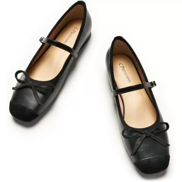 C.Paravano Mary Jane Shoes Women | Bowknot Flats for Women | Ballet Flats for Women | Square Toe Flats with Strap | Womens Flats Dressy
