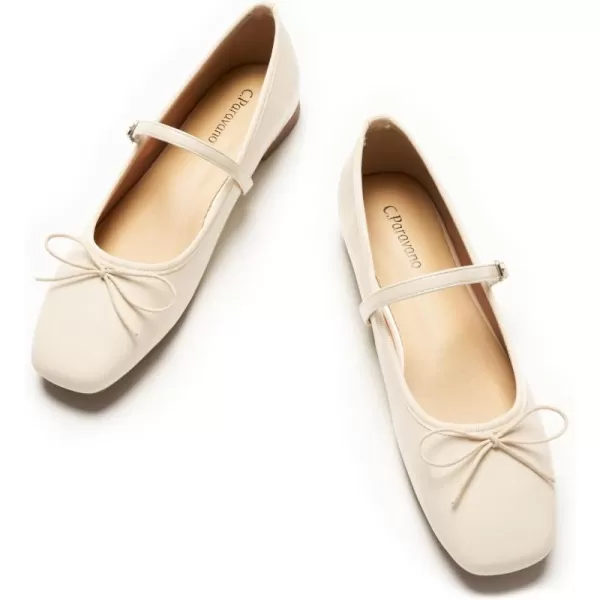 C.Paravano Mary Jane Shoes Women | Bowknot Flats for Women | Ballet Flats for Women | Square Toe Flats with Strap | Womens Flats Dressy