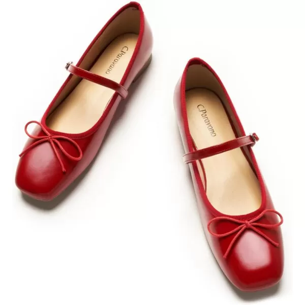 C.Paravano Mary Jane Shoes Women | Bowknot Flats for Women | Ballet Flats for Women | Square Toe Flats with Strap | Womens Flats Dressy