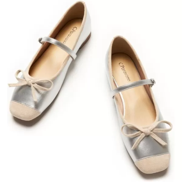 C.Paravano Mary Jane Shoes Women | Bowknot Flats for Women | Ballet Flats for Women | Square Toe Flats with Strap | Womens Flats Dressy
