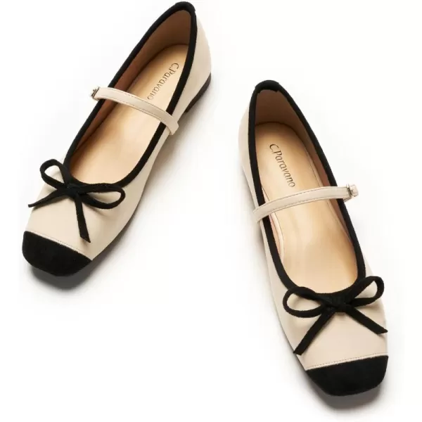 C.Paravano Mary Jane Shoes Women | Bowknot Flats for Women | Ballet Flats for Women | Square Toe Flats with Strap | Womens Flats Dressy