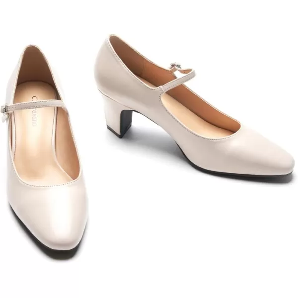 C.Paravano Mary Jane Pumps Women 's Pumps Closed Almond Toe Block Heels Adjustable Strap Office Work Party Shoes