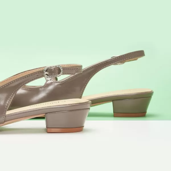 C.Paravano Slingback Sandals Women's Slingback Heels Square Toe Block Low Heels Slingback Strap with Buckle Fashion Casual Sandals