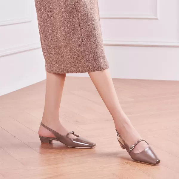 C.Paravano Slingback Sandals Women's Slingback Heels Square Toe Block Low Heels Slingback Strap with Buckle Fashion Casual Sandals