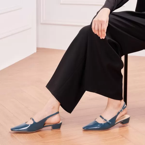 C.Paravano Slingback Sandals Women's Slingback Heels Square Toe Block Low Heels Slingback Strap with Buckle Fashion Casual Sandals