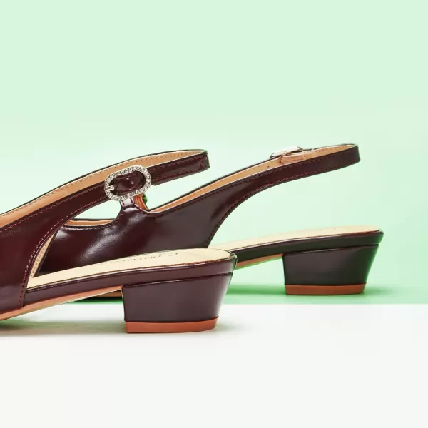 C.Paravano Slingback Sandals Women's Slingback Heels Square Toe Block Low Heels Slingback Strap with Buckle Fashion Casual Sandals