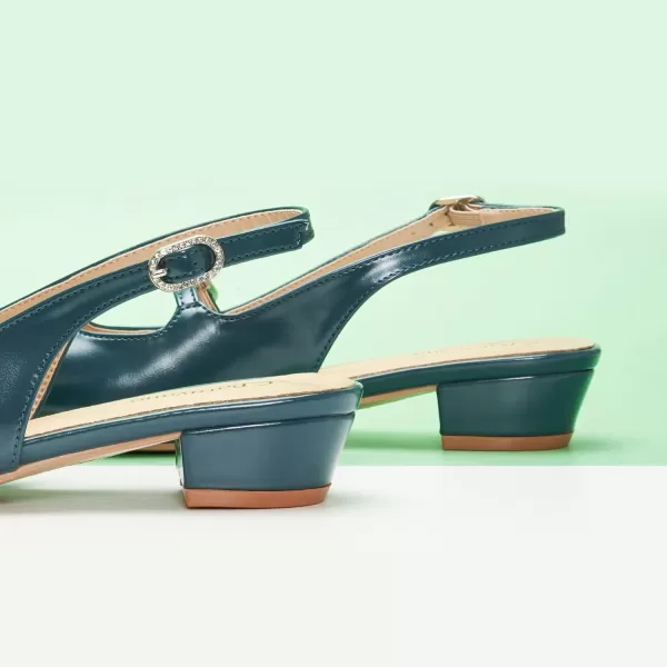C.Paravano Slingback Sandals Women's Slingback Heels Square Toe Block Low Heels Slingback Strap with Buckle Fashion Casual Sandals