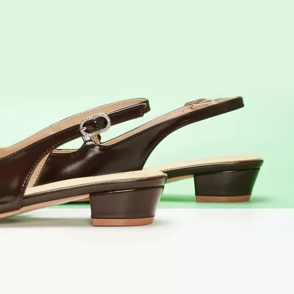 C.Paravano Slingback Sandals Women's Slingback Heels Square Toe Block Low Heels Slingback Strap with Buckle Fashion Casual Sandals