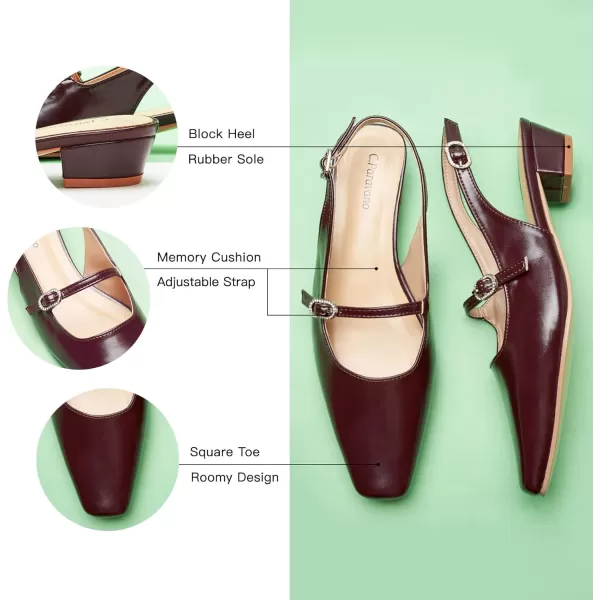 C.Paravano Slingback Sandals Women's Slingback Heels Square Toe Block Low Heels Slingback Strap with Buckle Fashion Casual Sandals