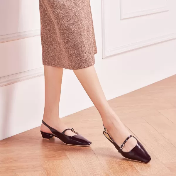 C.Paravano Slingback Sandals Women's Slingback Heels Square Toe Block Low Heels Slingback Strap with Buckle Fashion Casual Sandals