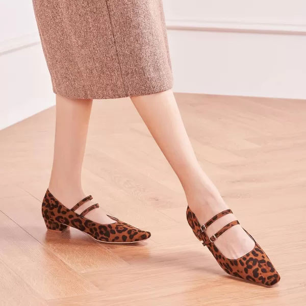 C.Paravano Wome's Pumps Closed Toe Pumps Square Toe Block Heels Adjustable Double Straps Pump Shoes