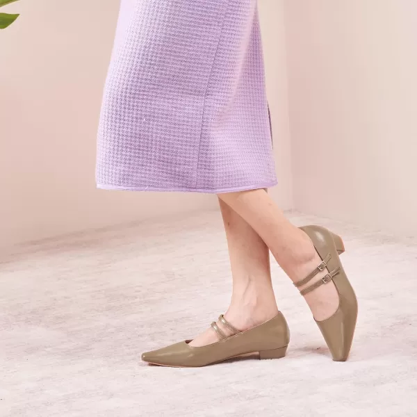 C.Paravano Wome's Pumps Closed Toe Pumps Square Toe Block Heels Adjustable Double Straps Pump Shoes