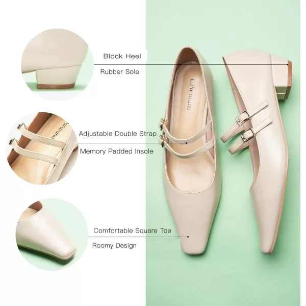 C.Paravano Wome's Pumps Closed Toe Pumps Square Toe Block Heels Adjustable Double Straps Pump Shoes