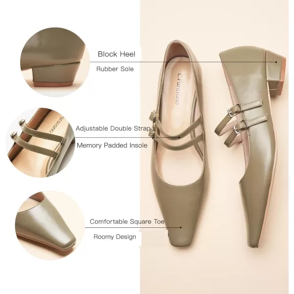 C.Paravano Wome's Pumps Closed Toe Pumps Square Toe Block Heels Adjustable Double Straps Pump Shoes
