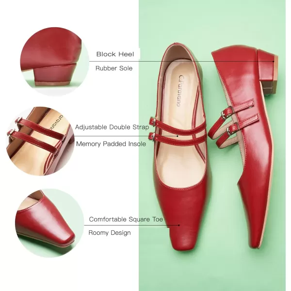 C.Paravano Wome's Pumps Closed Toe Pumps Square Toe Block Heels Adjustable Double Straps Pump Shoes
