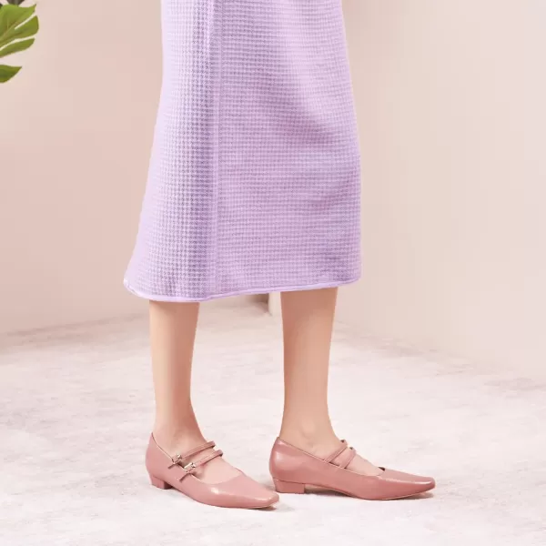 C.Paravano Wome's Pumps Closed Toe Pumps Square Toe Block Heels Adjustable Double Straps Pump Shoes
