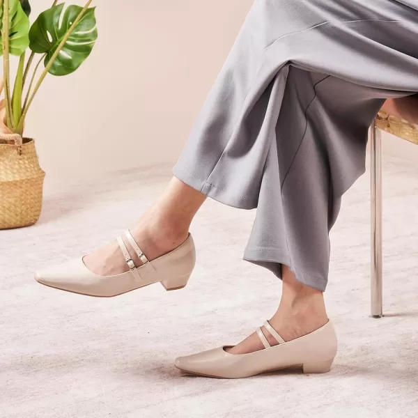 C.Paravano Wome's Pumps Closed Toe Pumps Square Toe Block Heels Adjustable Double Straps Pump Shoes