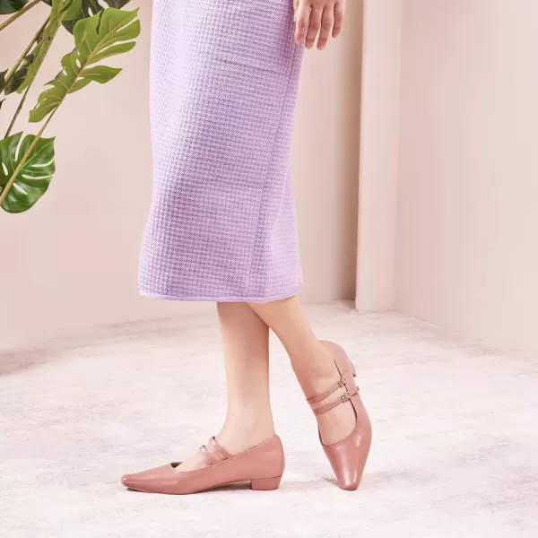 C.Paravano Wome's Pumps Closed Toe Pumps Square Toe Block Heels Adjustable Double Straps Pump Shoes