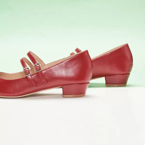 C.Paravano Wome's Pumps Closed Toe Pumps Square Toe Block Heels Adjustable Double Straps Pump Shoes
