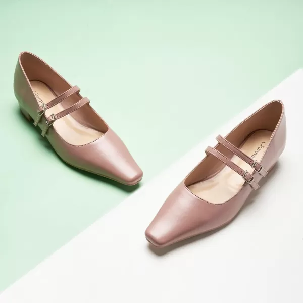 C.Paravano Wome's Pumps Closed Toe Pumps Square Toe Block Heels Adjustable Double Straps Pump Shoes