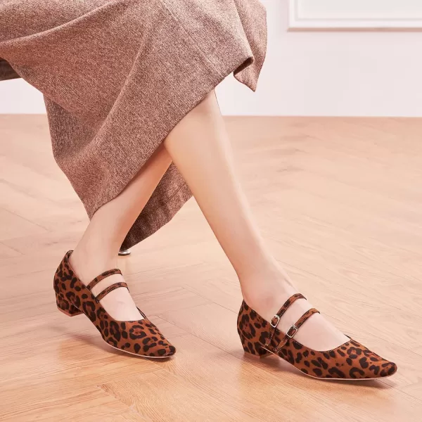 C.Paravano Wome's Pumps Closed Toe Pumps Square Toe Block Heels Adjustable Double Straps Pump Shoes