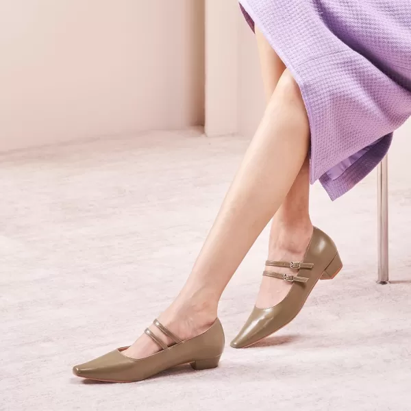 C.Paravano Wome's Pumps Closed Toe Pumps Square Toe Block Heels Adjustable Double Straps Pump Shoes