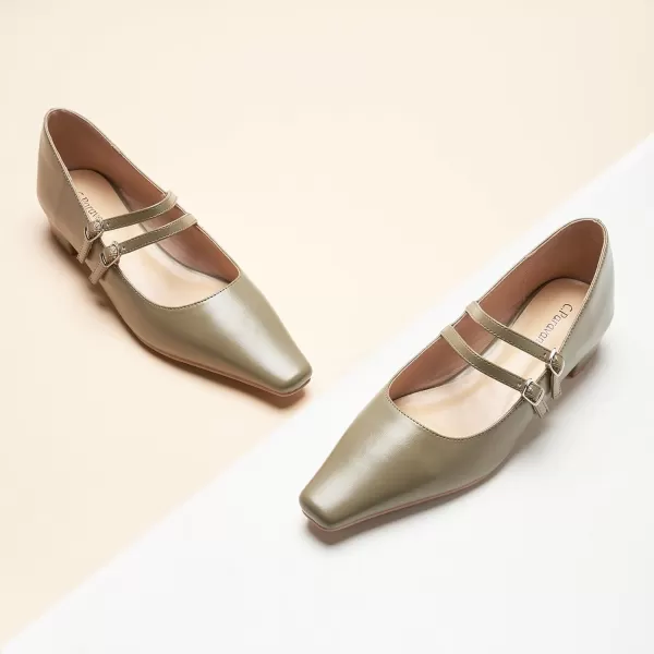 C.Paravano Wome's Pumps Closed Toe Pumps Square Toe Block Heels Adjustable Double Straps Pump Shoes
