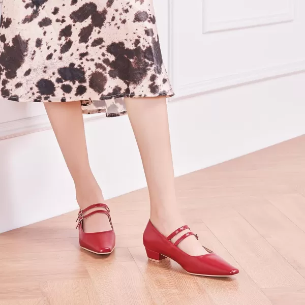 C.Paravano Wome's Pumps Closed Toe Pumps Square Toe Block Heels Adjustable Double Straps Pump Shoes