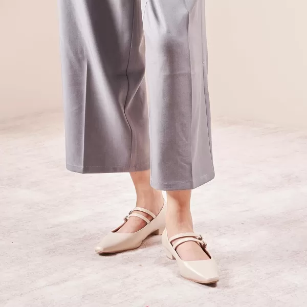 C.Paravano Wome's Pumps Closed Toe Pumps Square Toe Block Heels Adjustable Double Straps Pump Shoes